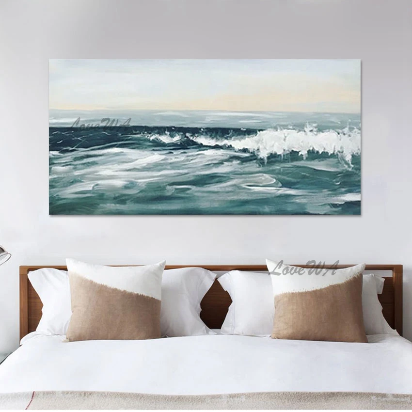 

Pure Handmade Sea Wave Oil Painting Unframed Acrylic Design Modern Abstract Textured Canvas Art Natural Scenery Wall Picture