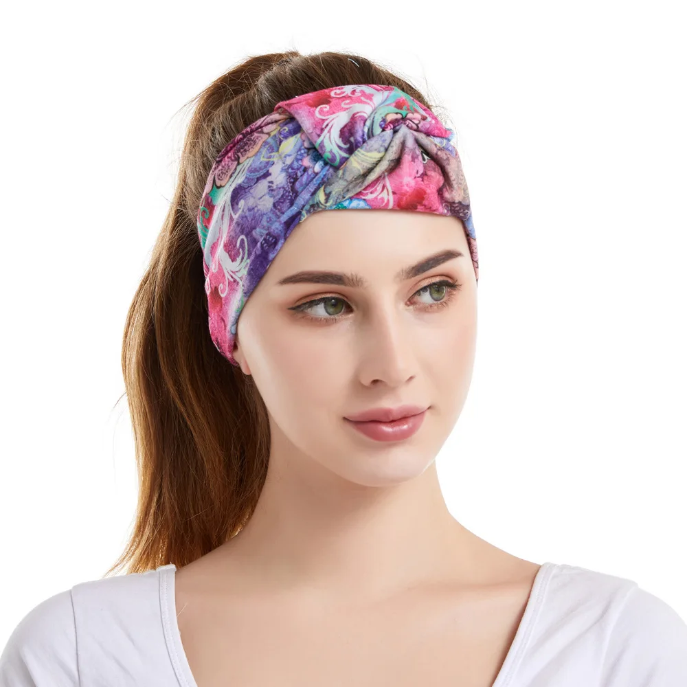 

Tie Dye Printing Wide Turban Twist Knotted Women's Wide-Brimmed Headband Headwrap Hairband Hair Accessories