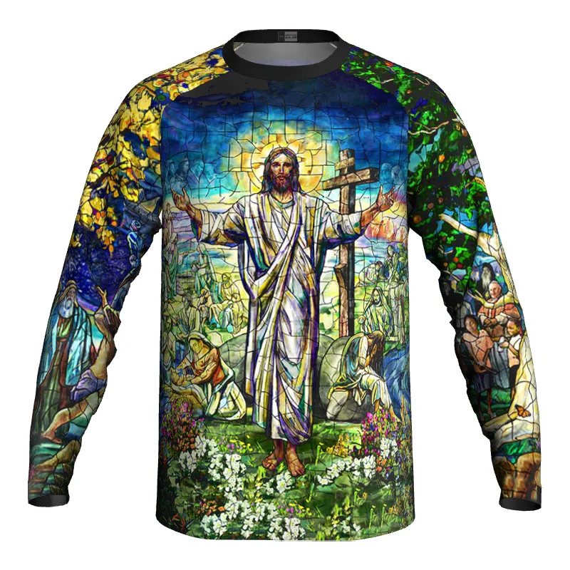 

Футболка велосипедная с длинным рукавом, рубашка для мотокросса, христианский Иисус, одежда для горных велосипедов, одежда для велоспорта