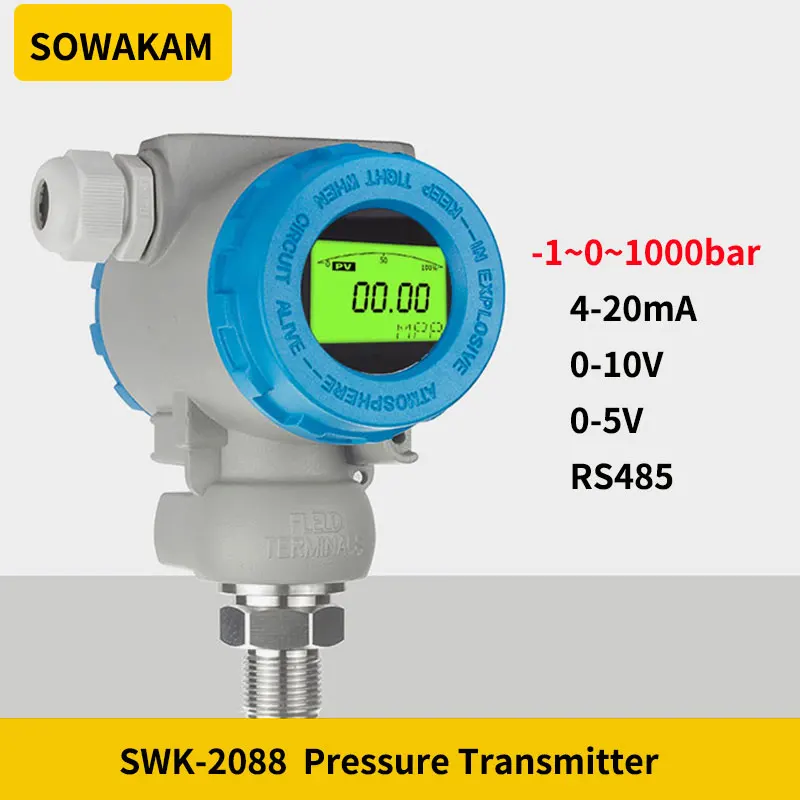 SWK 1000bar Pressure Transmitter LCD LED Display Oil Fuel Water Liquid Gas Pressure Sensor G1/4 Pressure Transducer