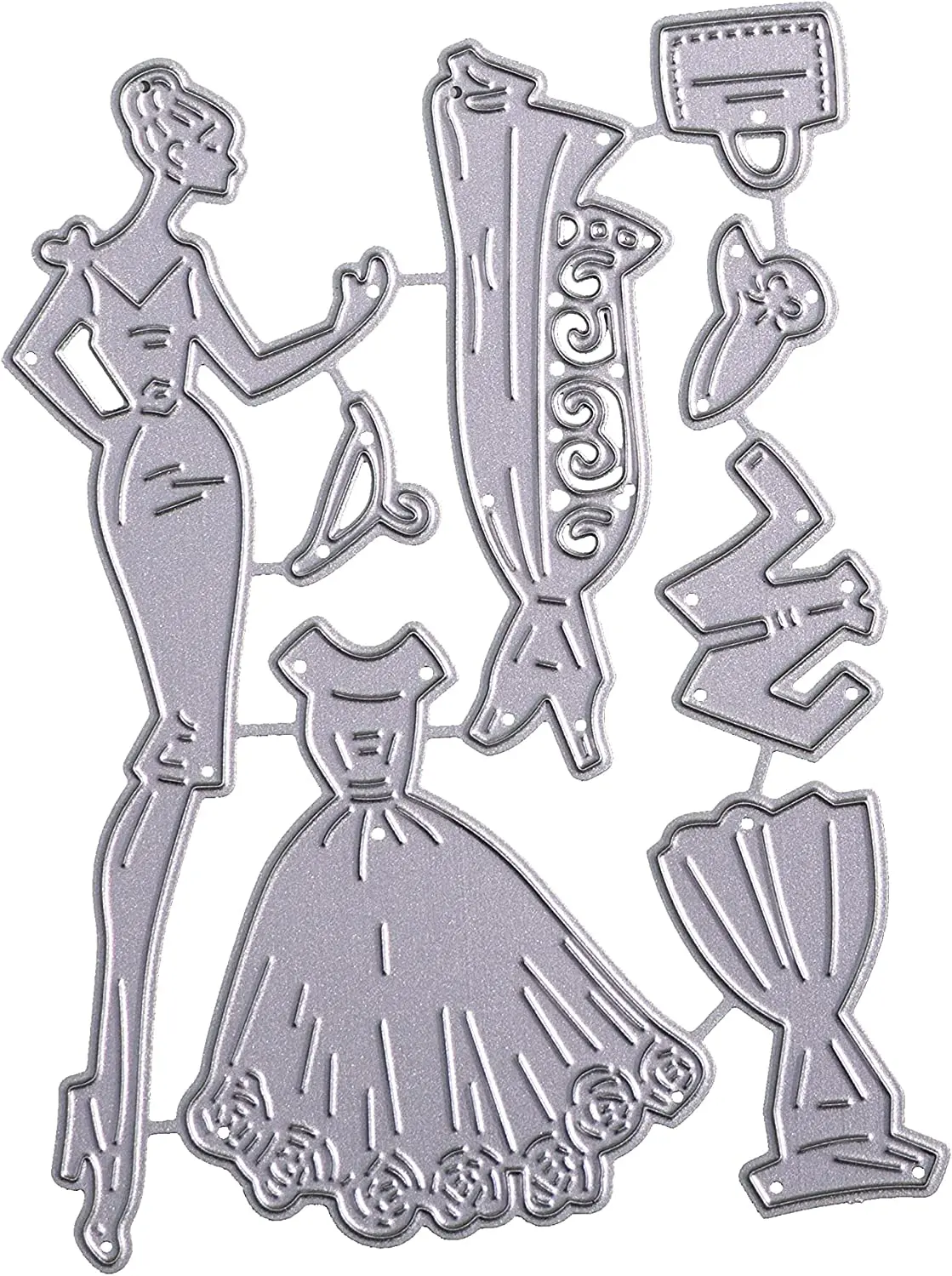 

Metal Lady Dress Women Cutting Dies,Bag Formal Dresses Cap Die Cuts Embossing Stencils Template Mould for Card Scrapbooking and