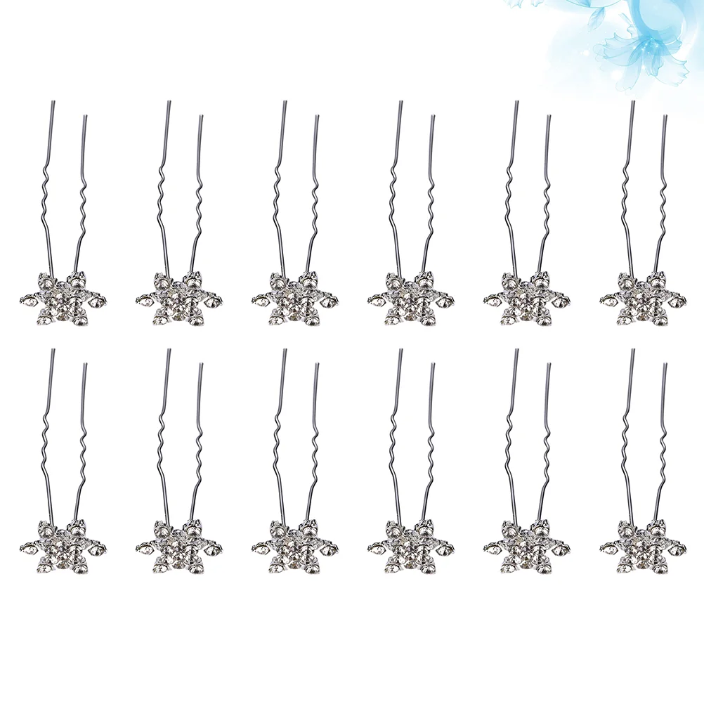 

12 Pcs Hair Accessories Stylish Headwear Rhinestones Bride Hairpin Headpieces Wedding