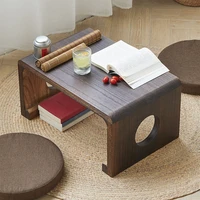 wooden tatami coffee table living room low tea table with cushion balcony window small corner table indoor home furniture