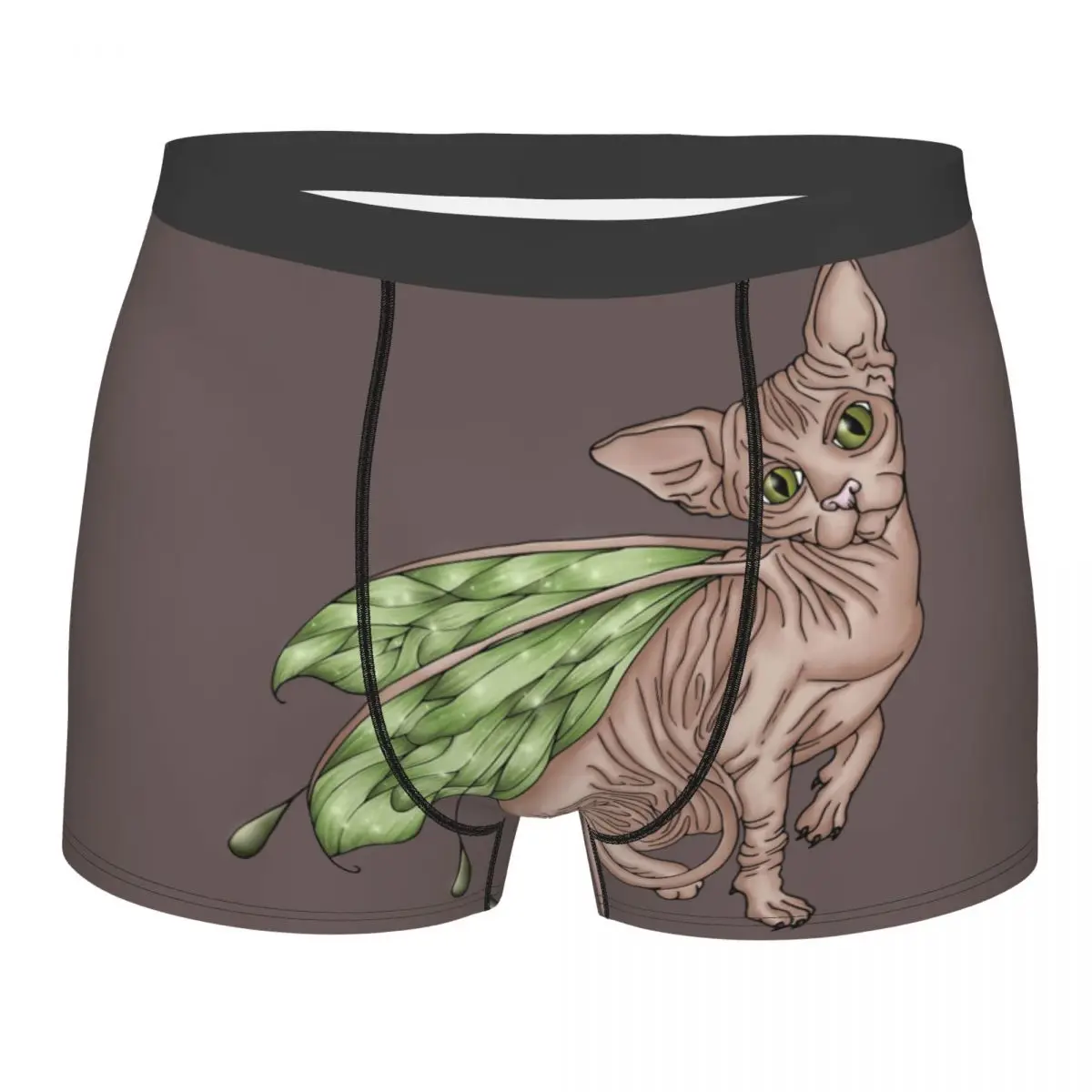 

Нижнее белье без волос с котом сфинкса, мужские сексуальные трусы-боксеры с принтом сказочного кота на заказ, трусы