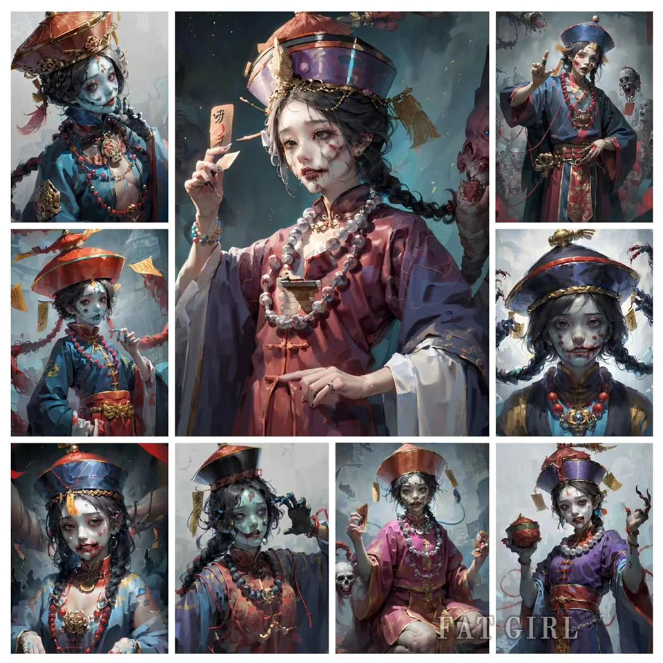 

Полностью Алмазная мозаика девушка-вампир зомби Алмазная картина подарок на Хэллоуин вышивка в китайском стиле квадратная круглая дрель домашний декор