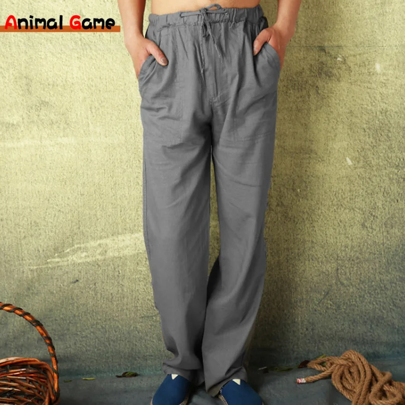 

New Mens Linen Wide Men Pants Cottonl Trousers Oversize Streetwear Male Autumn Yoga Pants Casual Men Sweatpants S-5XL