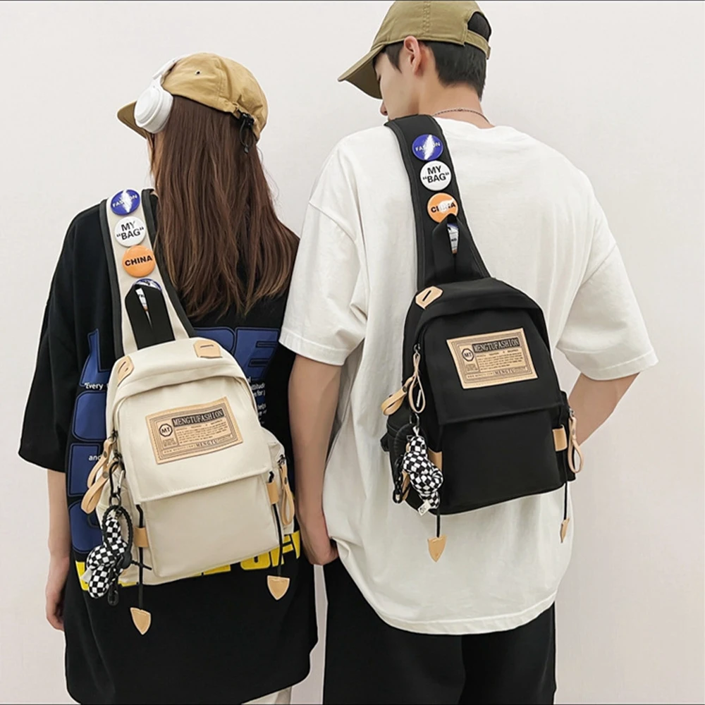 Fashion Sling Bag Shoulder Bags Waterproof Sling Backpack Student Nylon Crossbody Chest Bag Daypack Hiking Travel For Women Men