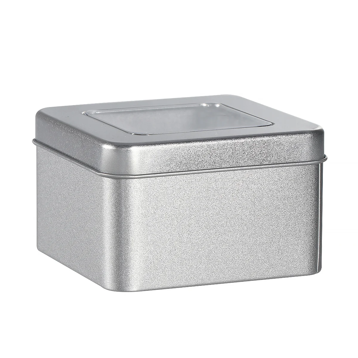 

Tin Tins Square Clear Metal Emptystorage Silver Box Window Containers Case Lids Organizer Cancandy Smallcandle Oz Christmas