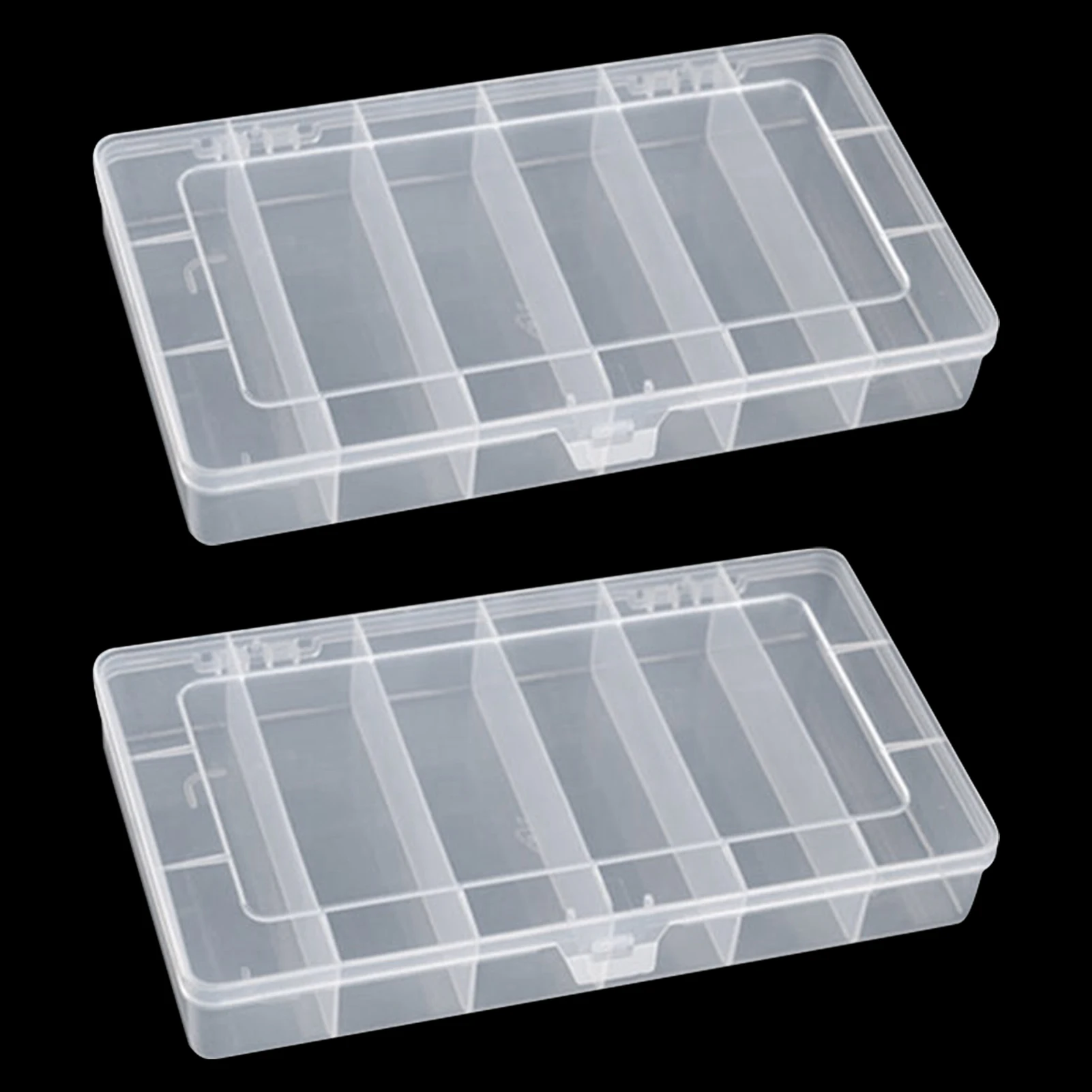 

2pcs Multipurpose 6 Grids Hardware Beads Pins Storage Box Earrings Craft Screws Nails Clear Container Fishing Tackles Jewelry