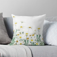white margaret daisy horizontal watercolor painting polyester decor pillow case home cushion cover 4545cm