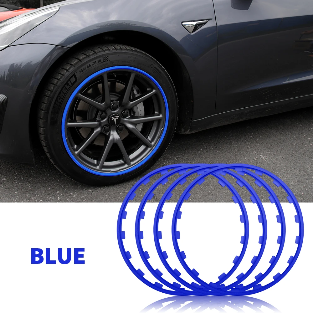 

4 шт., 16/17 дюймов, автомобильные колесные диски, защитное кольцо для края, полоса, защита для шин, украшения, аксессуары, универсальные для Tes