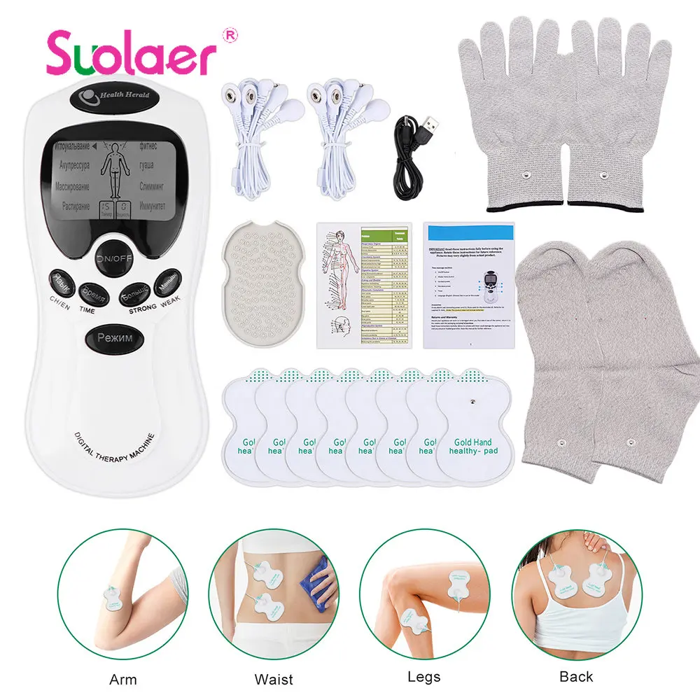

16 Pads Electrical Muscle Stimulator Russian/English Button Therapy Massager Pulse Tens Acupuncture Full Body Massage Relax Care