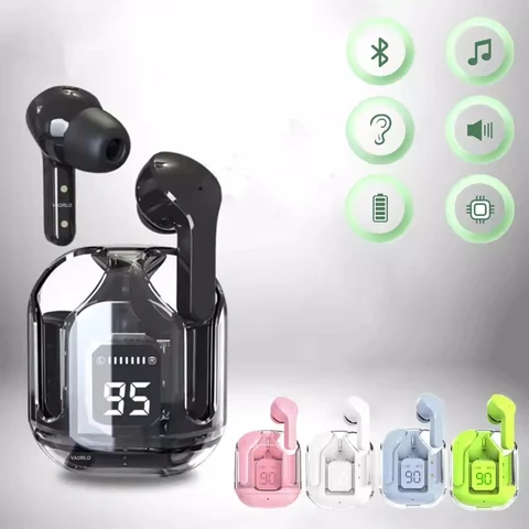 Оригинальные беспроводные Bluetooth-наушники T2, прозрачные наушники HI-FI, светодиодные наушники с цифровым дисплеем и стереозвуком