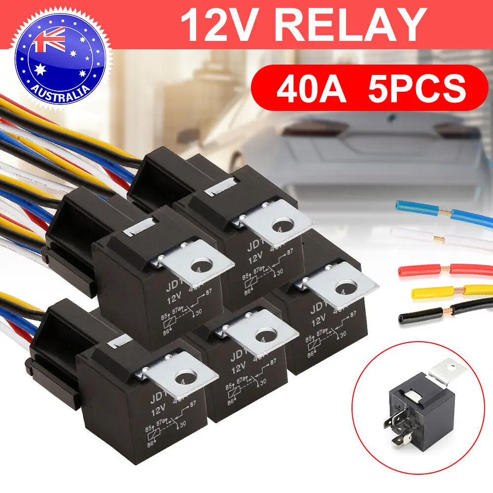 

5pcs Waterproof Car Relay 12V 5pin SPDT 40A Auto Relay Automotive Relay With Socket Wires Car Interior Parts