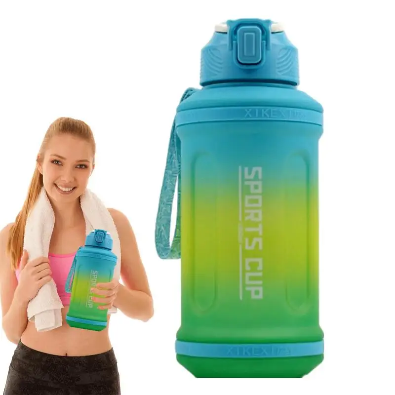 

Large Water Bottle Gradient Gym Workout Running Water Bottle 1350ml Water Bottle With Strap & Straw For Gym Camping Outdoor