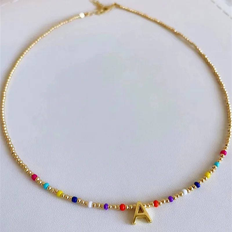 

Stainless Steel Letter Necklace Natural Pearl 2022 New Jewelry Women Short Boutique Beaded Accessories Charm Gift Fashion Wild