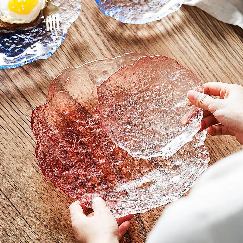 Salad Plates Glass Food Dishes For Serving Dinner Dessert Full Plate Sets Cake Dinnerware Tray Kitchen Eco-friendly Tableware |