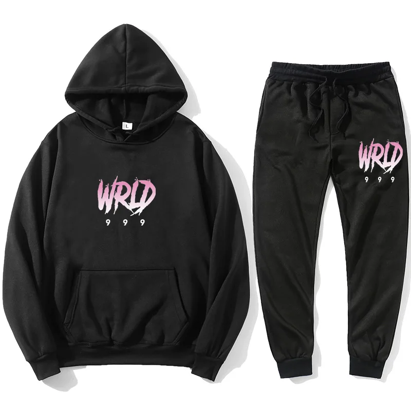 

Men Sets Hoodies+Pants Sportswear Juice WRLD Print Fleece Pullover Joggers Sweatpants Autumn Winter Harajuku Casual Tracksuit