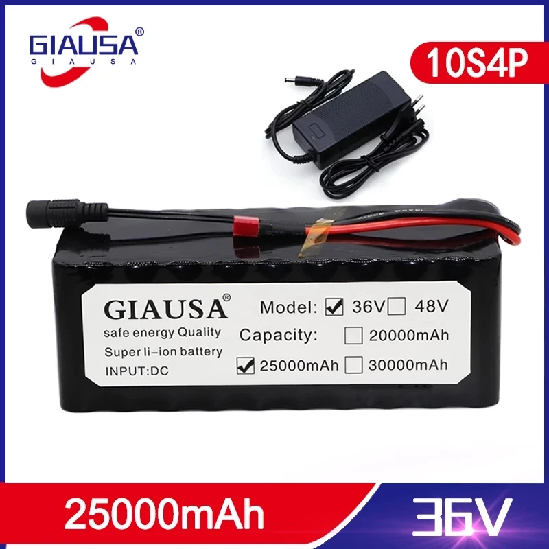 

GIAUSA 36V 10S4P 25Ah For 18650 with 25A Balance BMS 42V lithium battery pack ebike electric car bicycle motor scooter+Charger