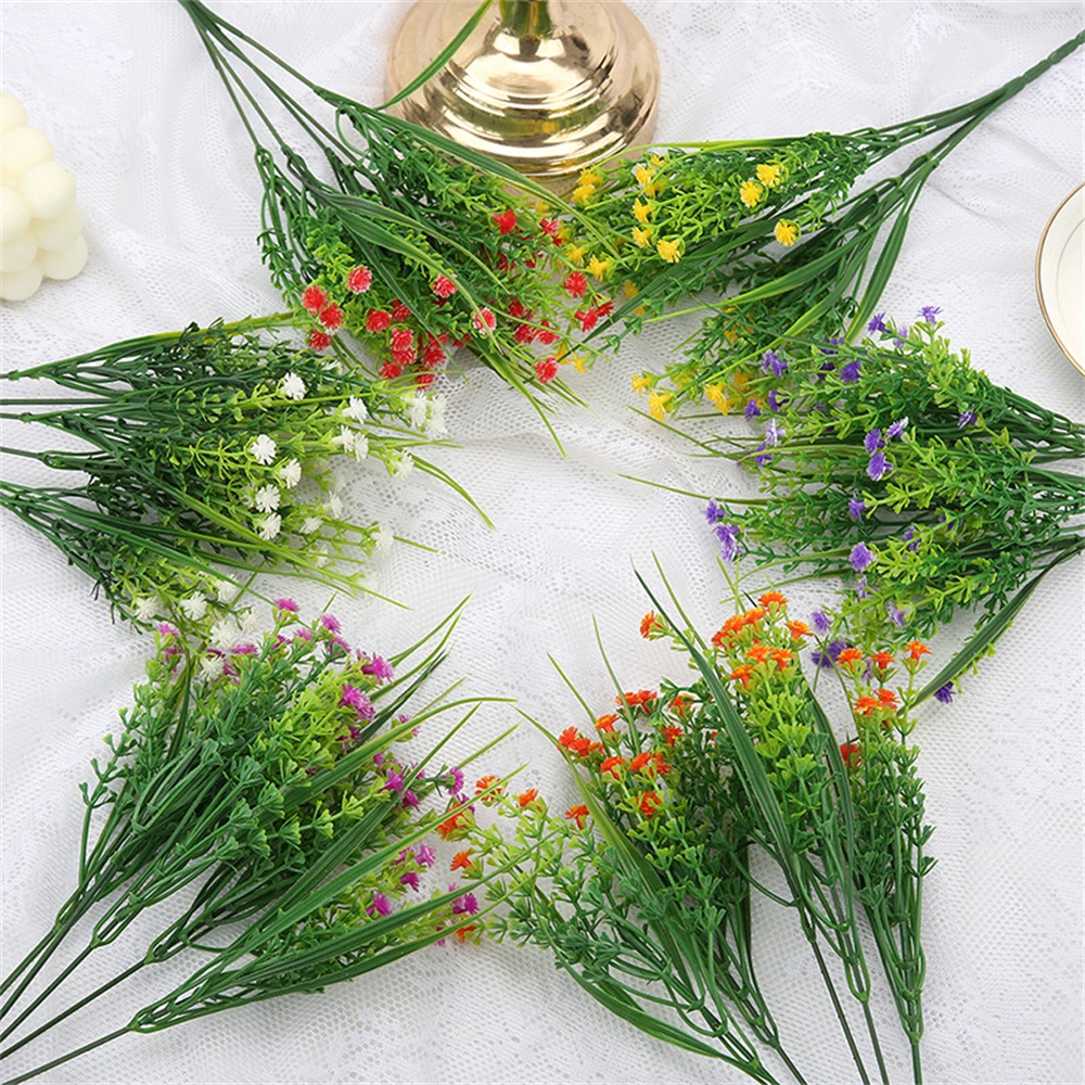 

Green Plant Bunch Rose Grass Plastic Gardening Project Decoration Fake Flower Outdoor Flower Arrangement Plant Decorative Gift