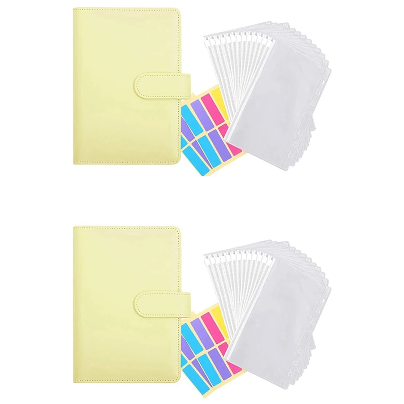 

24Pcs Of Transparent Plastic A6 Ring Binder Envelope PU Leather 6 Ring Binder,Waterproof Cash Budget Envelope System B