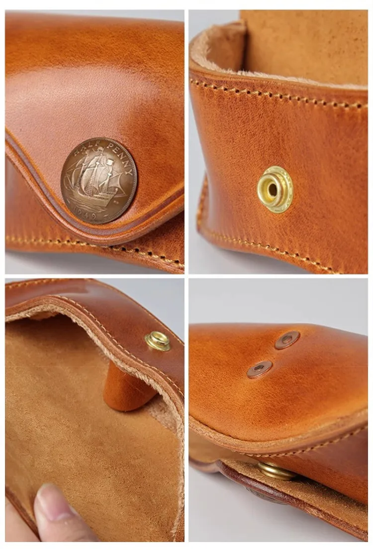 PNDME organizer designer genuine leather men's women's glasses bag outdoor travel natural real cowhide glasses protection bag