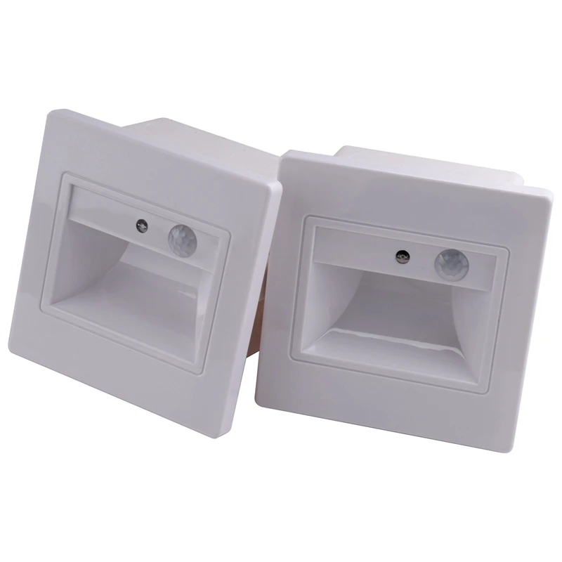 

2Pcs Recessed In Steps Ladder Wall Lamps Led Stair Light PIR Motion Sensor Infrared Human Body Induction Step Lamp 1.5W Stairway