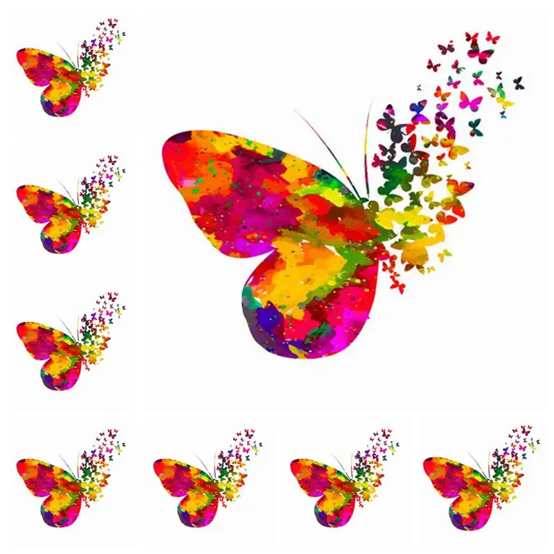 

10Pcs/Lot Multicolor Butterfly Heat Transfer DIY Love Heart Iron On Patches For Girls Clothing Stickers Stripe Accessories