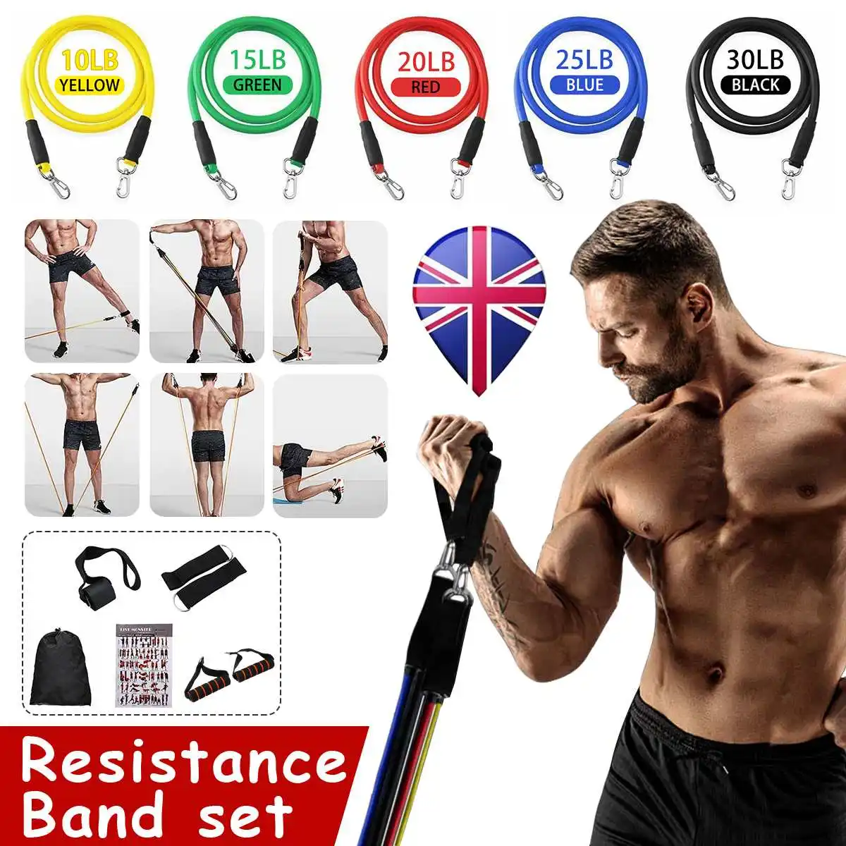 

11 PCS/Set Resistance Bands Yoga Fitness Tubes Exercise Workout Training Rubber Pull String for Home Fitness Exercise Tools