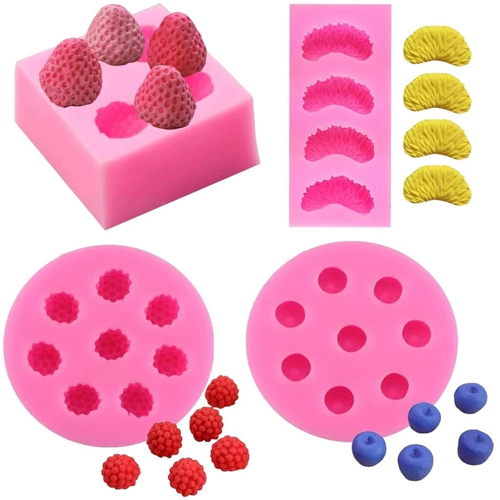 

Candle Mold Mini 3d Strawberry Raspberry Blueberry Tangerine Segment Fruit Fondant Soap Candle Mulberry Wax Melts Silicone Molds