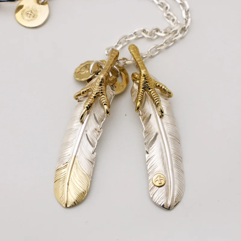 One Break Handmade Takahashi Wu Lang 925 Pure Copper Claw Feather Necklace Set in Stock |