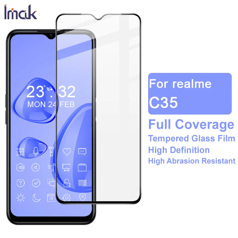 

Imak Pro чувствительное Сенсорное стекло с полным покрытием для realme C35 закаленное стекло с полным клеем