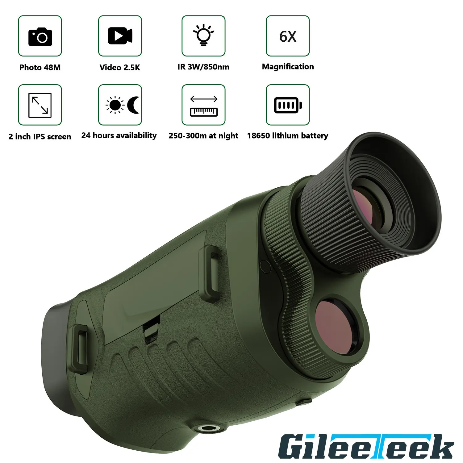 Монокуляр ночного видения 2,5 K 48 м пикселей 8X цифровой зум профессиональный телескоп 300 м инфракрасный ночной видение для охоты кемпинга DT19