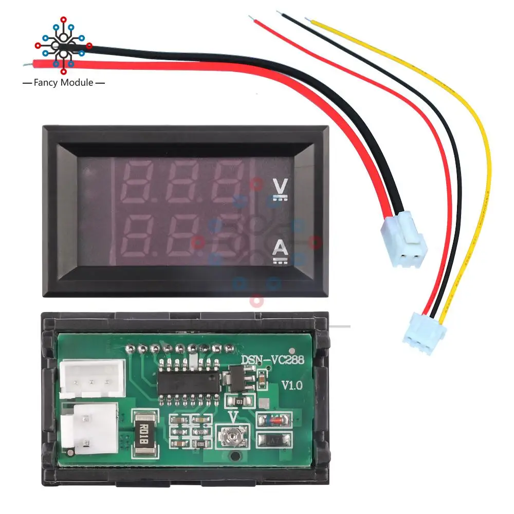 Высококачественный Вольтметр Амперметр постоянного тока 100 в 10 А синий + красный