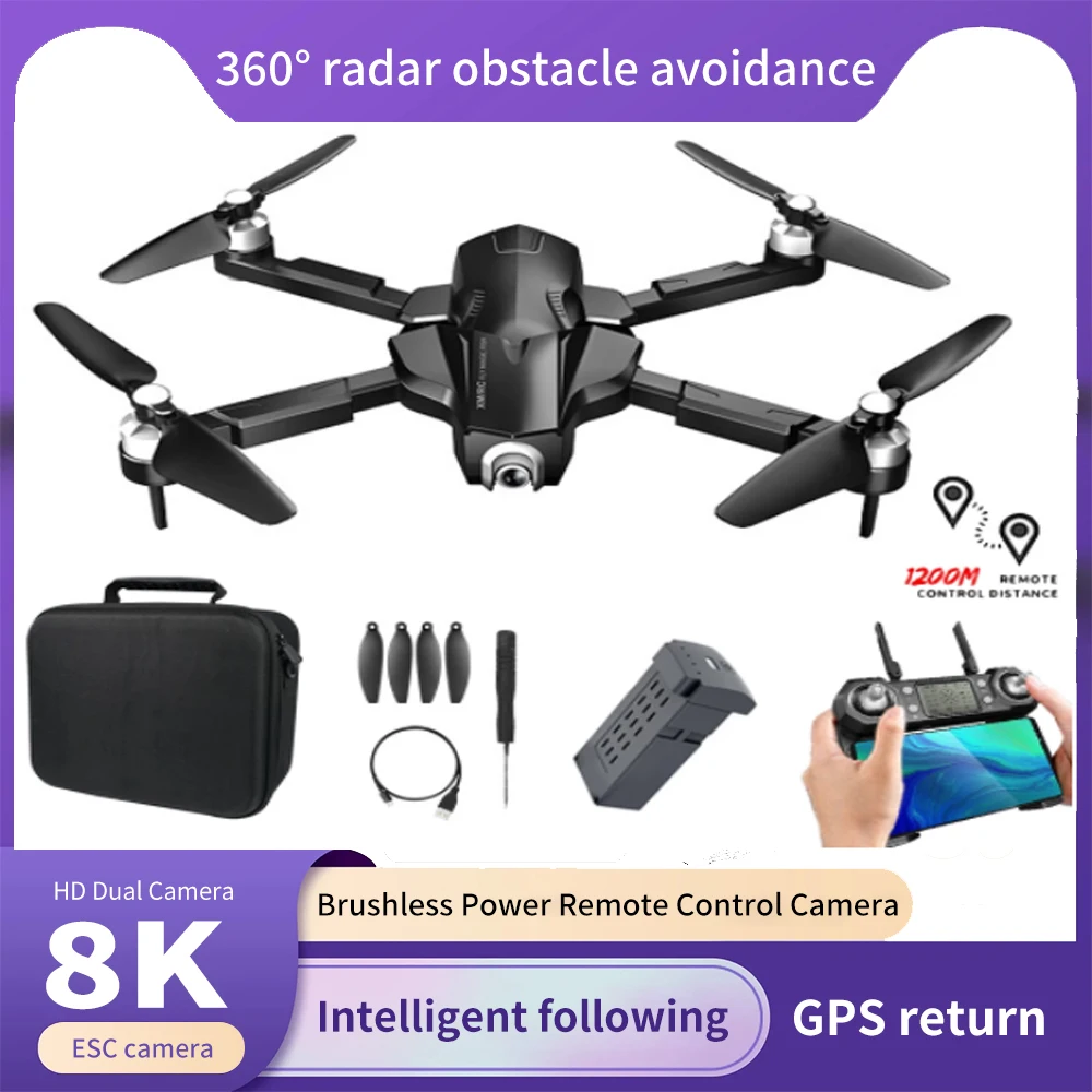 2022 New M8 Drone GPS Profesional Drones Quadcopter with 4K Double Camera FPV Dron Brushless Motor Foldable RC Toy Boy Gift