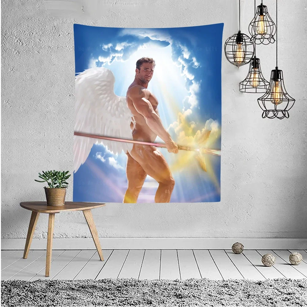 Ангел Билли в небеса со скипетром крест Евгелийя татуировка гобелен от Ho Me Lili для