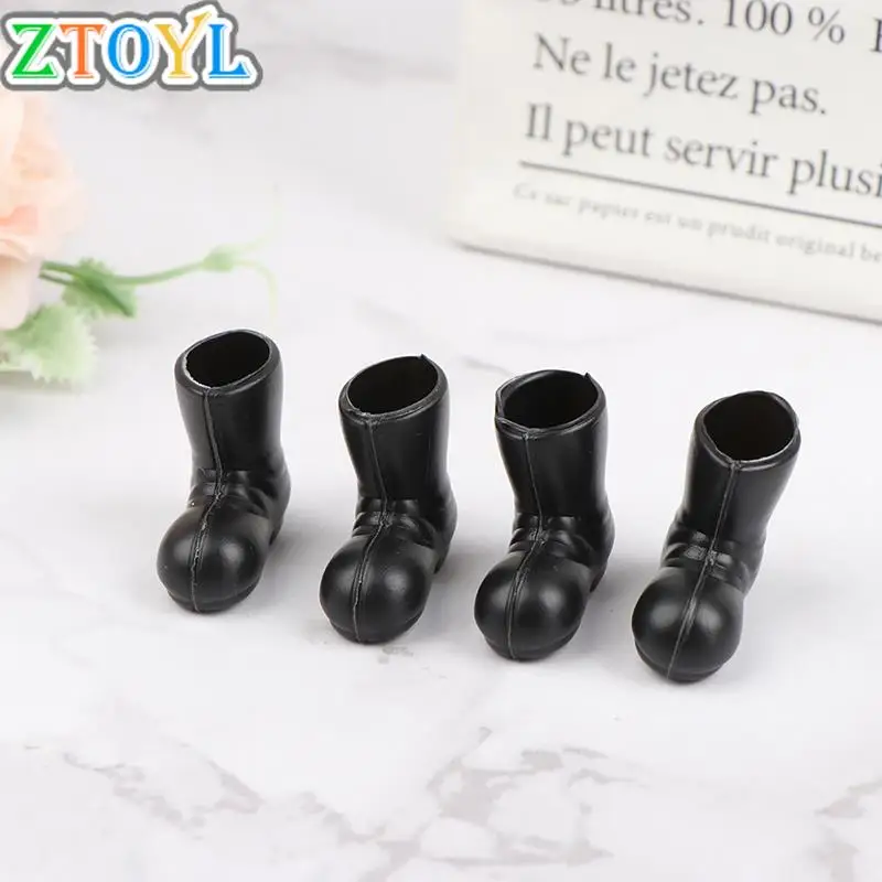 

2Pairs Mini Plastic Black Christmas Boots Doll House Miniature Rain Shoes Dolls Accessories Kids Pretend Play Toys