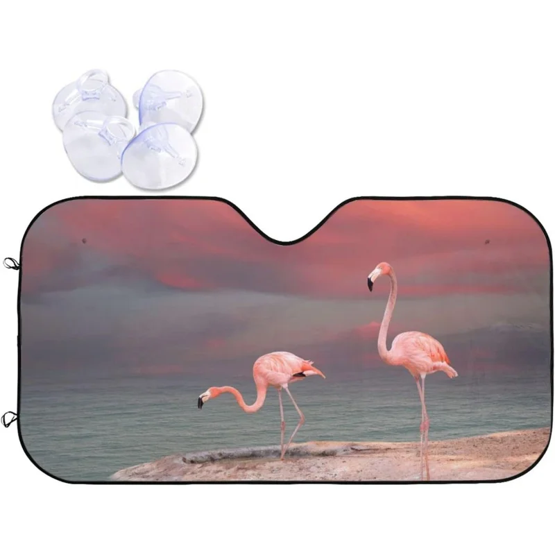 

Солнцезащитный козырек для лобового стекла автомобиля, складной козырек от солнца с розовым фламинго, с защитой от ультрафиолетового излучения, сохраняет прохладу в автомобиле