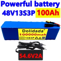 48v100ah 1000w 13s3p xt60 48v lithium ion battery pack 100000mah for 54 6v e bike electric bicycle scooter with bmscharger
