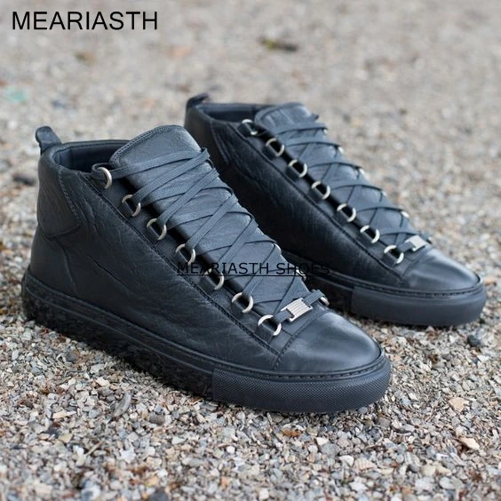 

Men's Spring And Summer New Fashion Genuine Leather Casual Shoes Retro High Top Comfortable Fashion Men's Round Head Men's Shoes