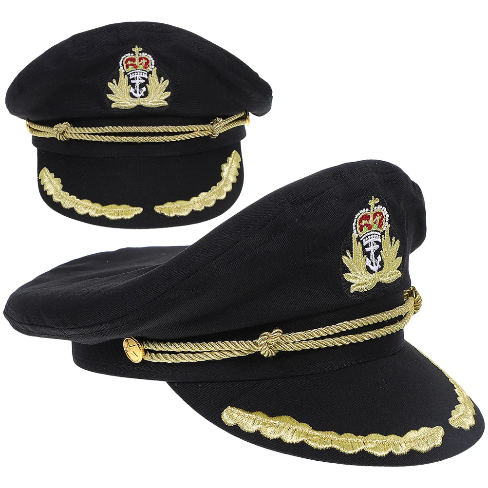 

2Pcs Sailor Hat Summer Hat Stage Performance Costume Hat Captain Beret Hat Decor