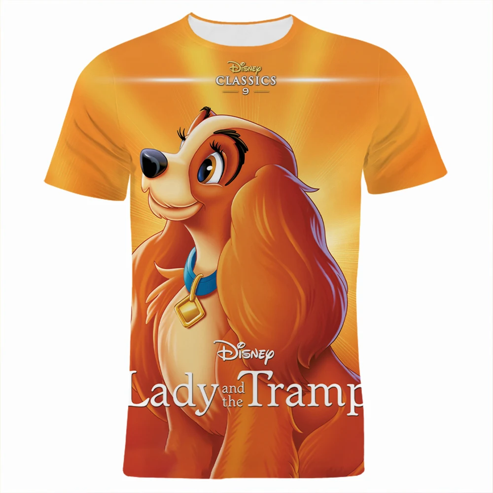 

Animation Lady And The Tramp Fashion Women's T Shirt Summer Cartoon Anime Clothes Children Disney 3D digital printing TOP Shirts