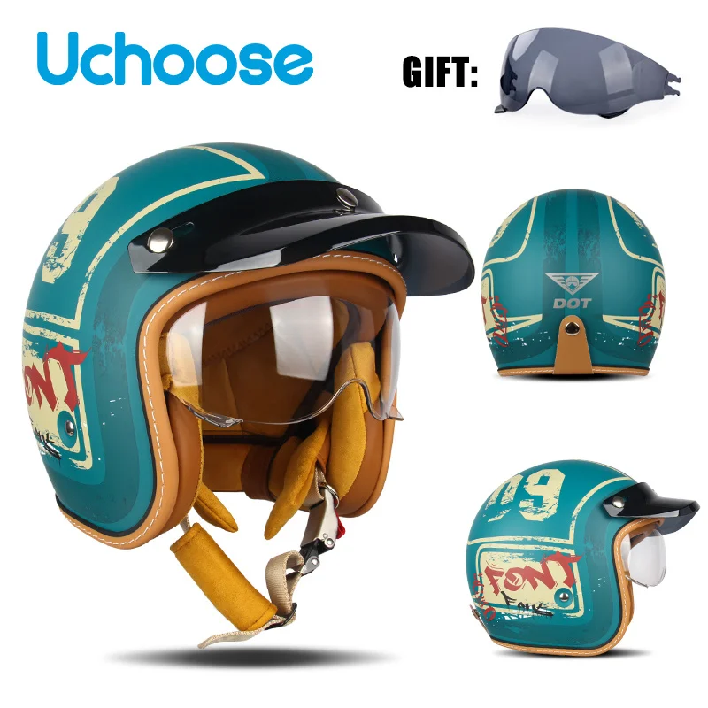 Мотошлем с открытым лицом для старой школы, в стиле ретро Мотошлем с открытым лицом для старой школы, в стиле ретро