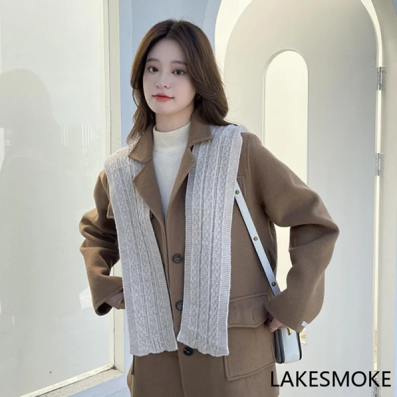 

【GIOIO】Cape2022New Solid Color Scarf Women's Japanese and Korean Sweet Wool Scarf Scarf Warm Mid-Length
