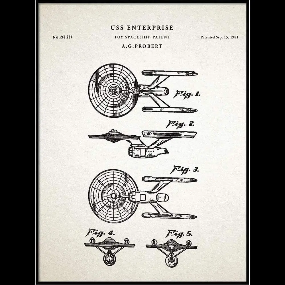 Звездный Трек Uss Корпоративный Патентный Постер Художественный Винтажный
