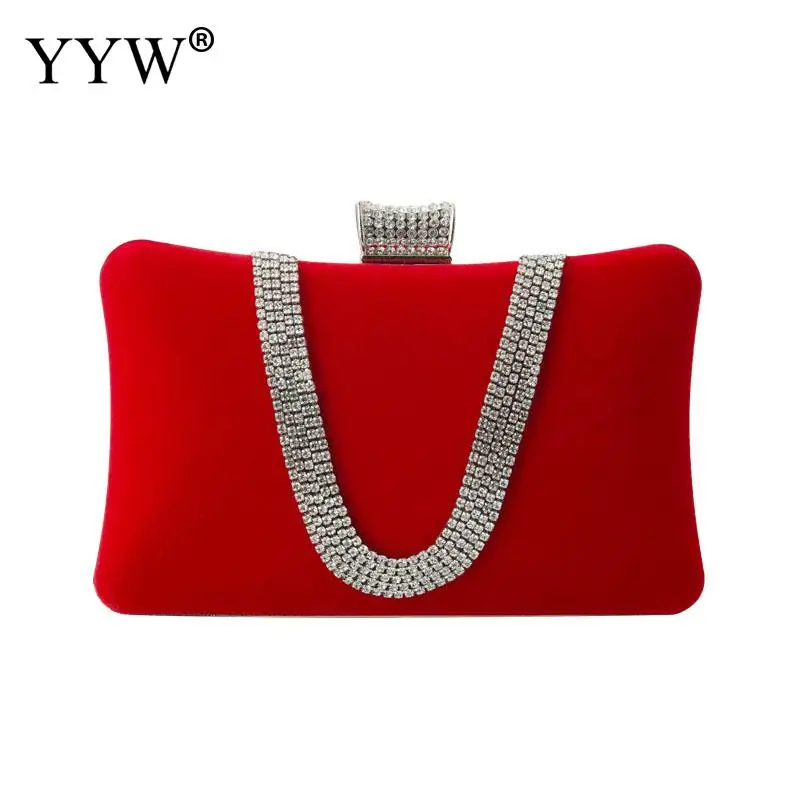 

Velvet Rhinestones luxury women evening bags party diamonds Elegant lady dress shoulder chain handbags for Designer purse