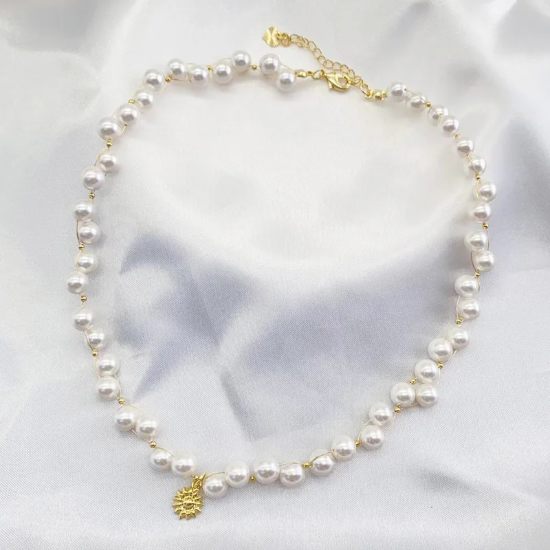 Vanifin модная простая Лепка Подвеска солнце жемчужное ожерелье-чокер для женщин