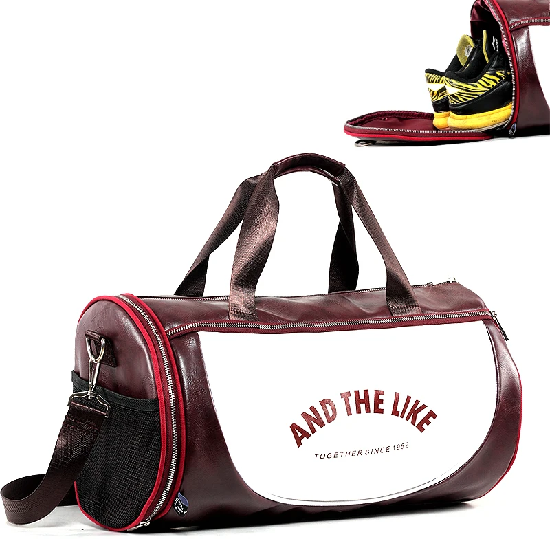 

Men Fitness Shoulder Bag With Shoes Pocket Mixed Colors Travel Yoga Handbag Top PU Outdoor Sports Gym Bag Multifunction Training
