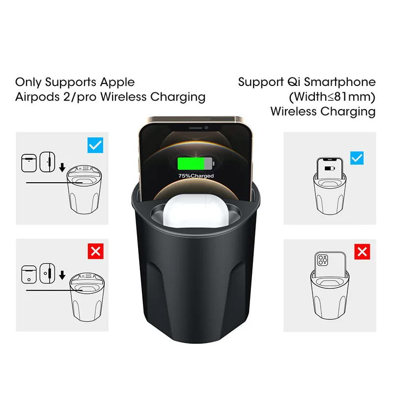 15w car wireless charging cup 4 ni 1 car charger holder for samsung s212010 apple iphone1213 portable phone car fast chargers free global shipping
