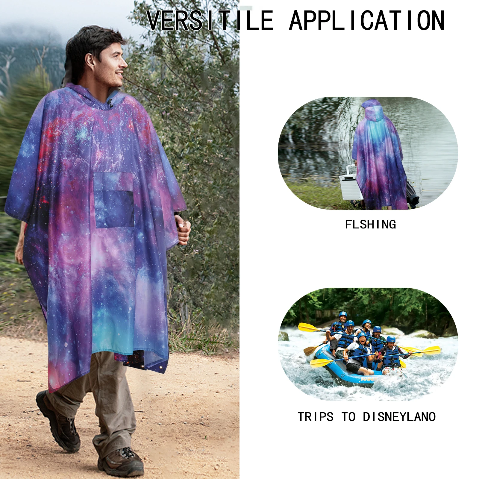 

New Men Women Waterproof Hooded Raincoat Adjustable Ropes Emergency Poncho Mountaineering Hiking Exploring Rain Cape Hot Sale